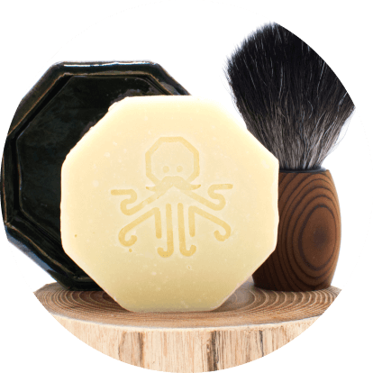 Kit Rasage Homme avec du savon Barbe apapa, d'un blaireau en fibre synthétique et d'un porte savon en céramique
