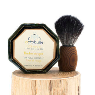 Kit Rasage Homme avec du savon Barbe apapa, d'un blaireau en fibre synthétique et d'un porte savon en céramique