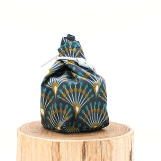 Pochette a savon plume de paon, fait main